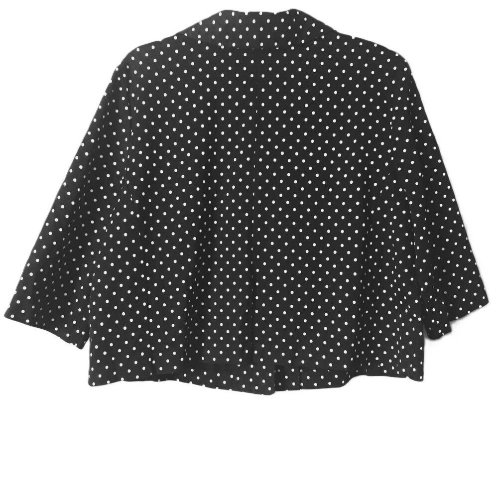Vtg Dress Barn Cropped Boxy Jacket Large Polka Dot Cotton Preppy Academia Office - Picture 6 of 8